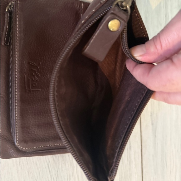 VTG FOSSIL Genuine Leather Wallet Brown BiFold w/ Snap & Zip - Picture 8 of 11